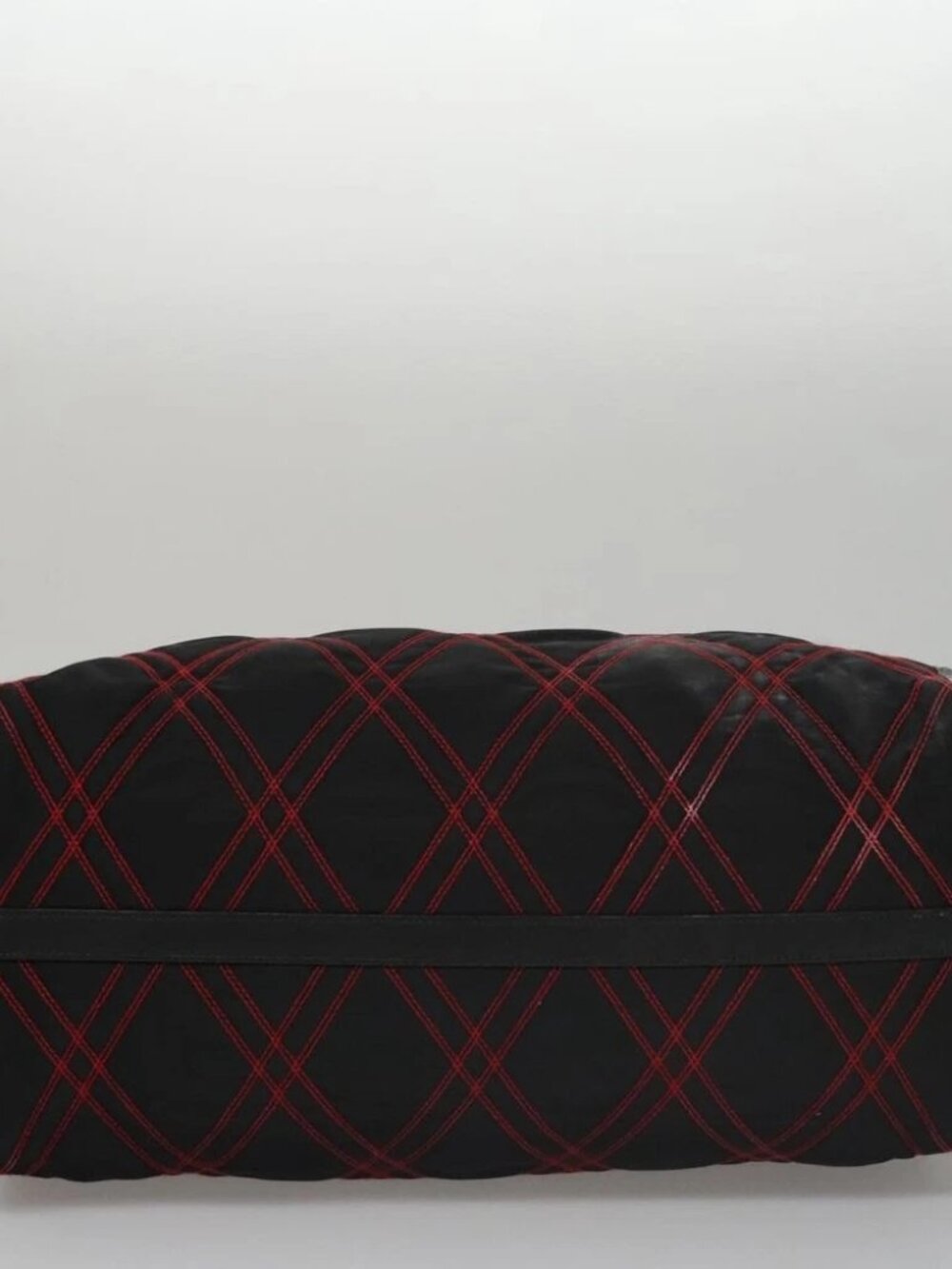 PRADA Hand Bag Nylon Black Red white Auth - Picture 10 of 16